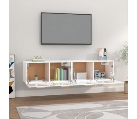 vidaXL Dulapuri de perete 2 buc alb lucios 80x35x36,5 cm lemn compozit