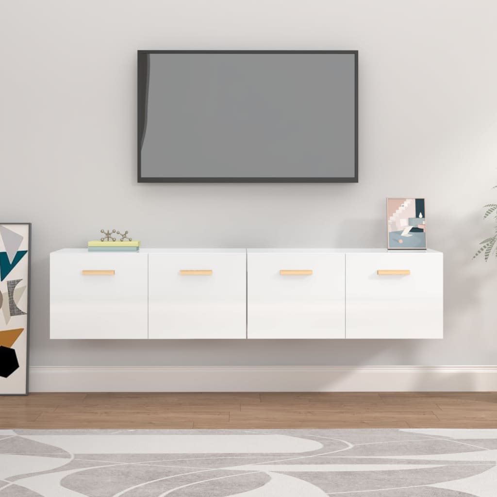 vida XL Wandschränke 2 Stk. Hochglanz-Weiß 80x 35x 36,5 cm Holzwerkstoff