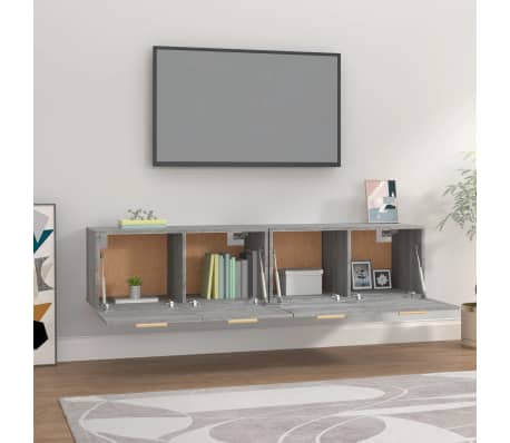vidaXL Armoires murales 2 pcs Sonoma gris 80x35x36,5 cm