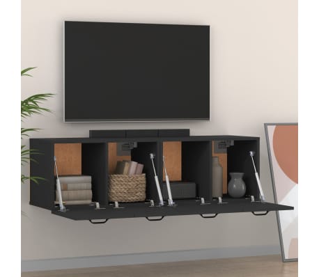 vidaXL Wandkasten 2 st 80x35x36,5 cm bewerkt hout zwart