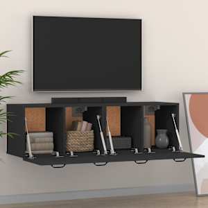 vidaXL Wandkasten 2 st 80x35x36,5 cm bewerkt hout zwart