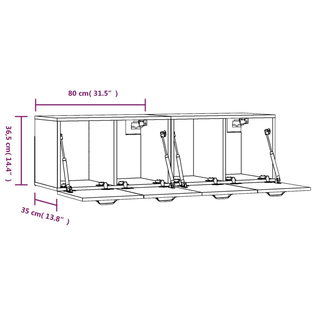 imagem de vidaXL Armários parede 2pcs 80x36,5x35 cm madeira branco brilhante9