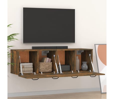 vidaXL Armoires murales 2pcs Ch&ecirc;ne fum&eacute; 80x35x36,5cm Bois d'ing&eacute;nierie