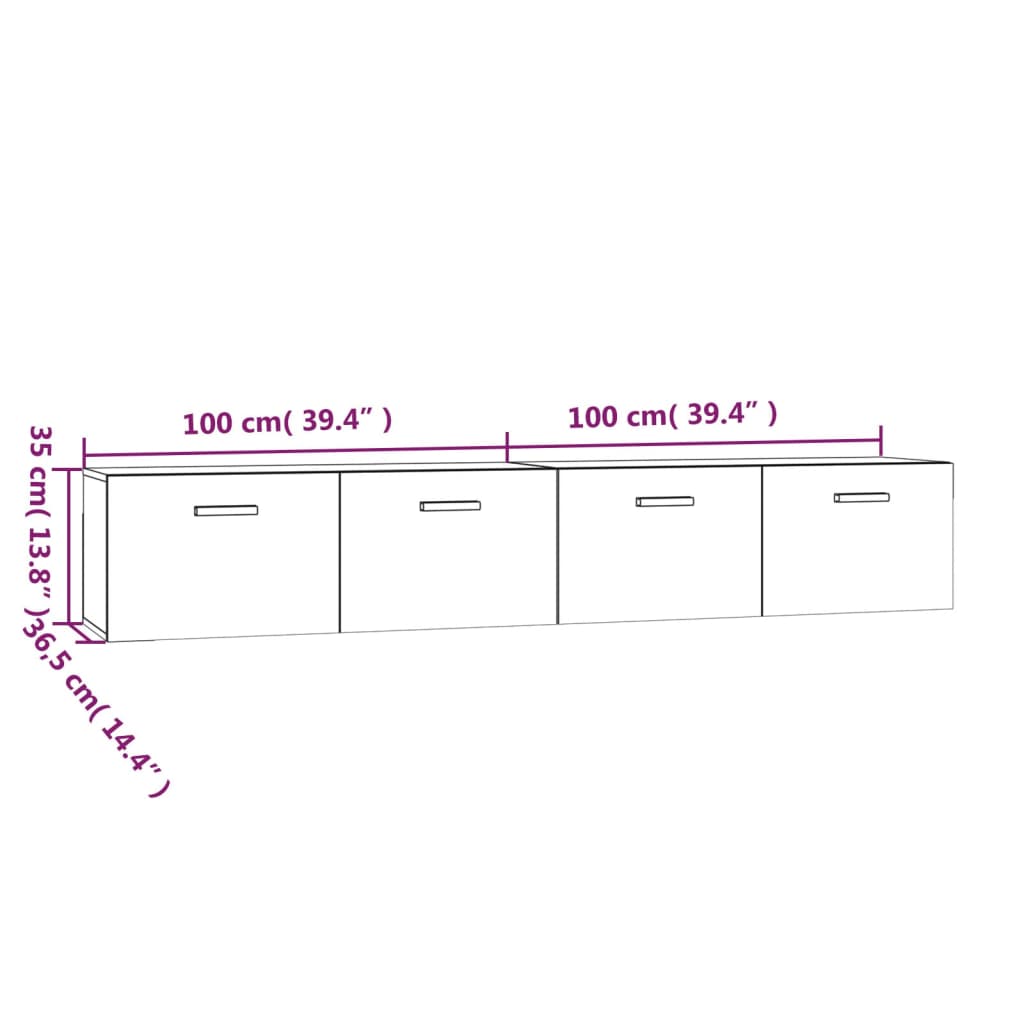 imagem de vidaXL Armários parede 2pcs 100x36,5x35 cm derivados de madeira branco9