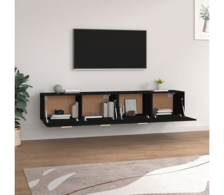 vidaXL N&aacute;stěnn&eacute; skř&iacute;ňky 2 ks čern&eacute; 100 x 36,5 x 35 cm kompozitn&iacute; dřevo