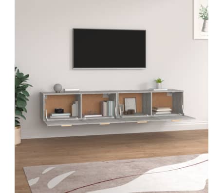 vidaXL Armoires murales 2 pcs Gris b&eacute;ton 100x36,5x35 cm