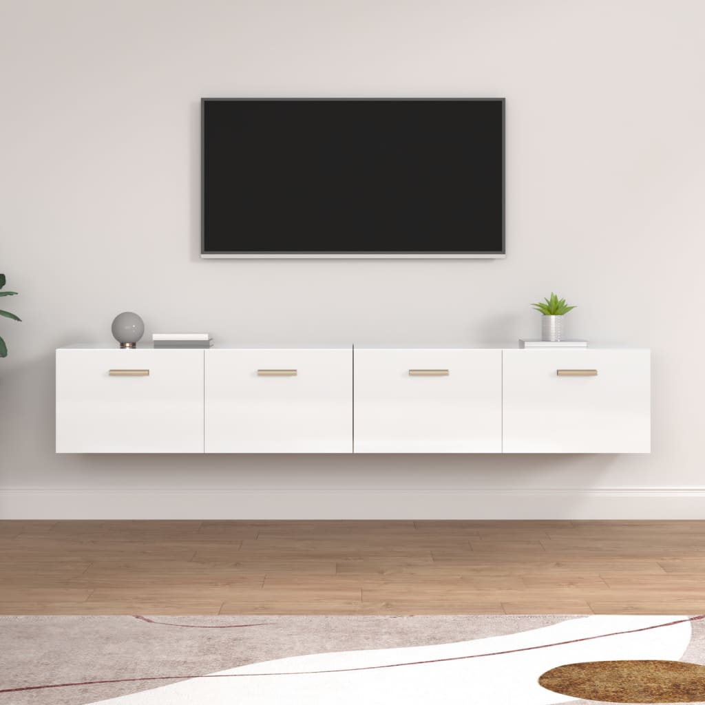 vida XL Wandschränke 2 Stk. Hochglanz-Weiß 100x 36,5x 35 cm Holzwerkstoff