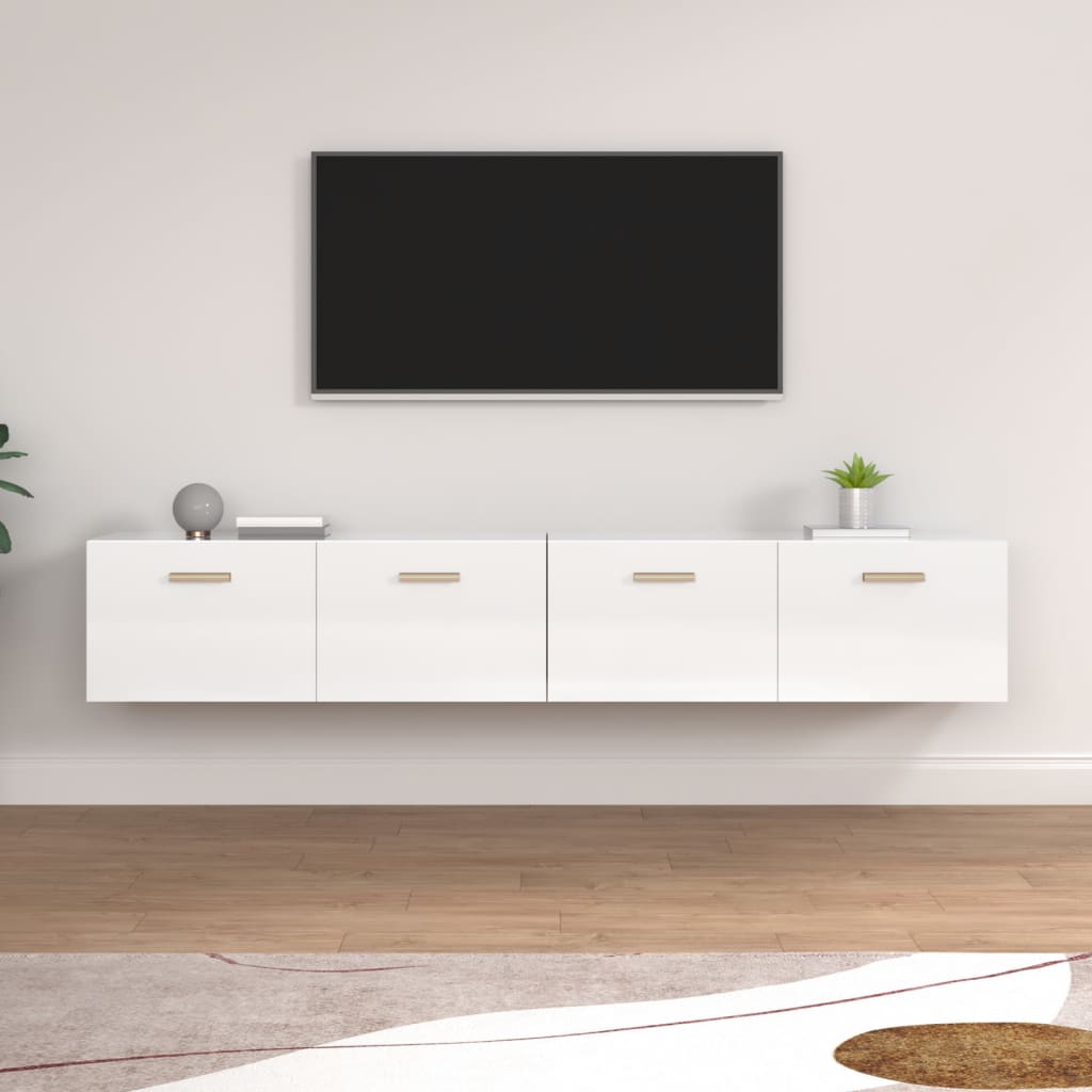 imagem de vidaXL Armários parede 2pcs 100x36,5x35 cm madeira branco brilhante1