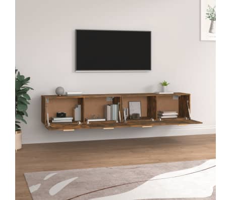 vidaXL V&auml;ggsk&aring;p 2 st r&ouml;kf&auml;rgad ek 100x36,5x35 cm konstruerat tr&auml;