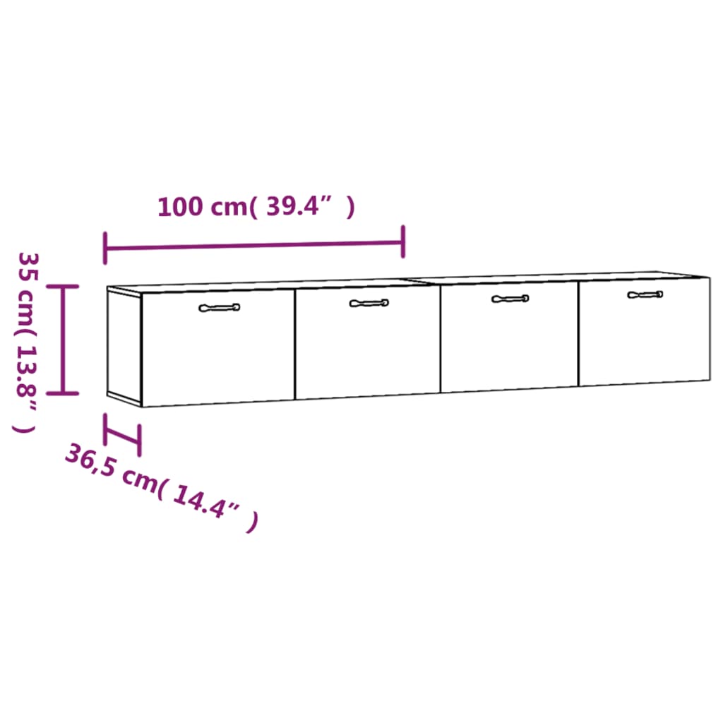 imagem de vidaXL Armários parede 2pcs 100x36,5x35 cm derivados de madeira branco9