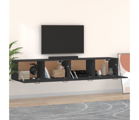 vidaXL Dulapuri de perete 2 buc. negru 100x36,5x35 cm lemn prelucrat