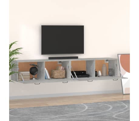 vidaXL N&aacute;stěnn&eacute; skř&iacute;ňky 2 ks betonově &scaron;ed&eacute; 100x36,5x35 cm kompozit