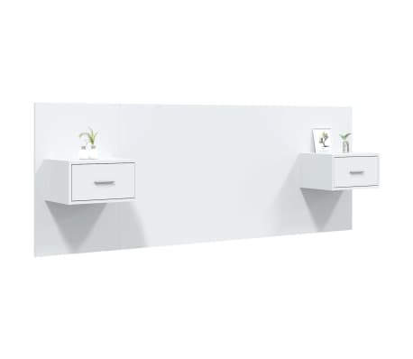 vidaXL Uzglavlje za krevet s ormarićima visoki sjaj bijelo drveno