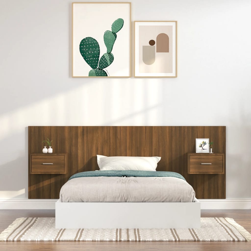 vidaXL Tăblie de pat cu dulapuri, stejar maro, lemn prelucrat