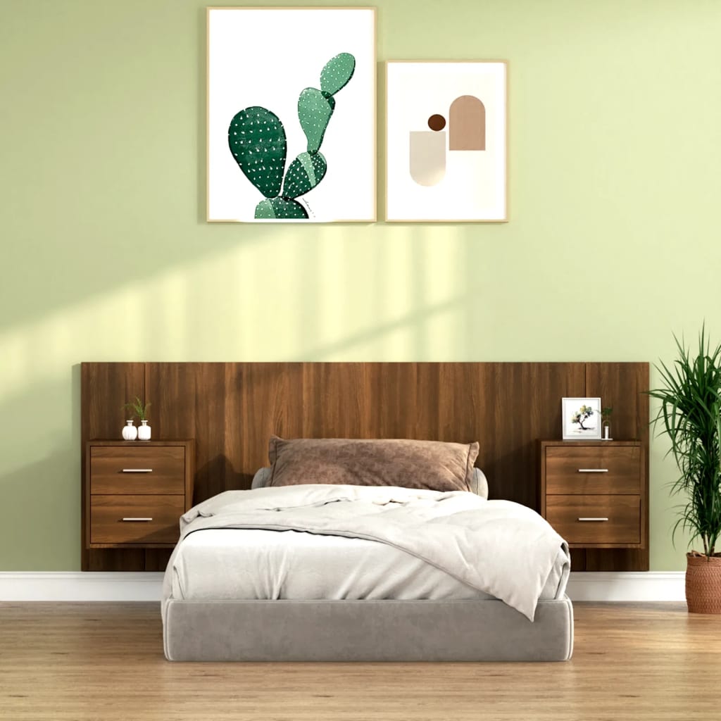 vidaXL Čelo postele se skříňkami hnědý dub kompozitní dřevo
