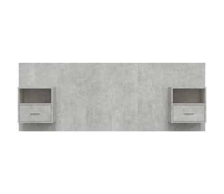 vidaXL Cabecero de cama con mesitas madera contrachapada gris hormigón