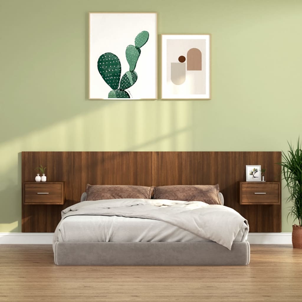 vidaXL Tăblie de pat cu dulapuri, stejar maro, lemn prelucrat vidaXL imagine 2022