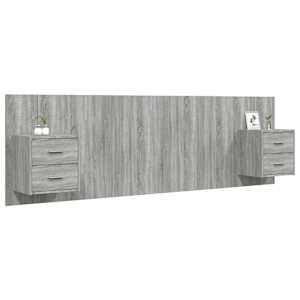 Čelo postele se skříňkami šedé sonoma kompozitní dřevo - obrázek 3