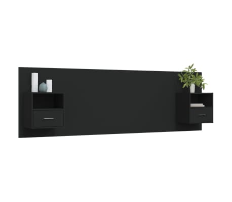 vidaXL Bed Headboard with Cabinets Black Engineered Wood