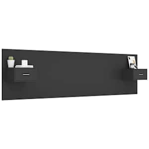 vidaXL T&ecirc;te de lit avec armoires Noir Bois d&rsquo;ing&eacute;nierie