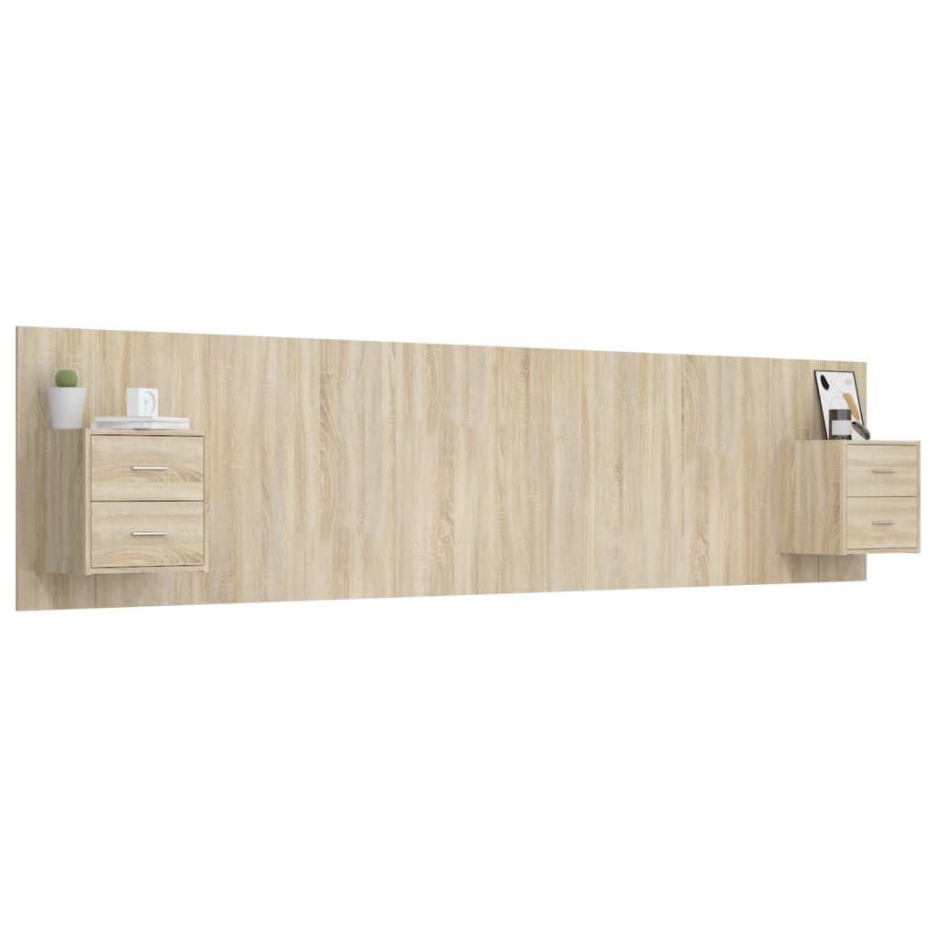 

vidaXL Hoofdbord met kastjes bewerkt hout sonoma eikenkleurig