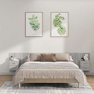 Posteljno vzglavje z omaricami siva sonoma konstruiran les