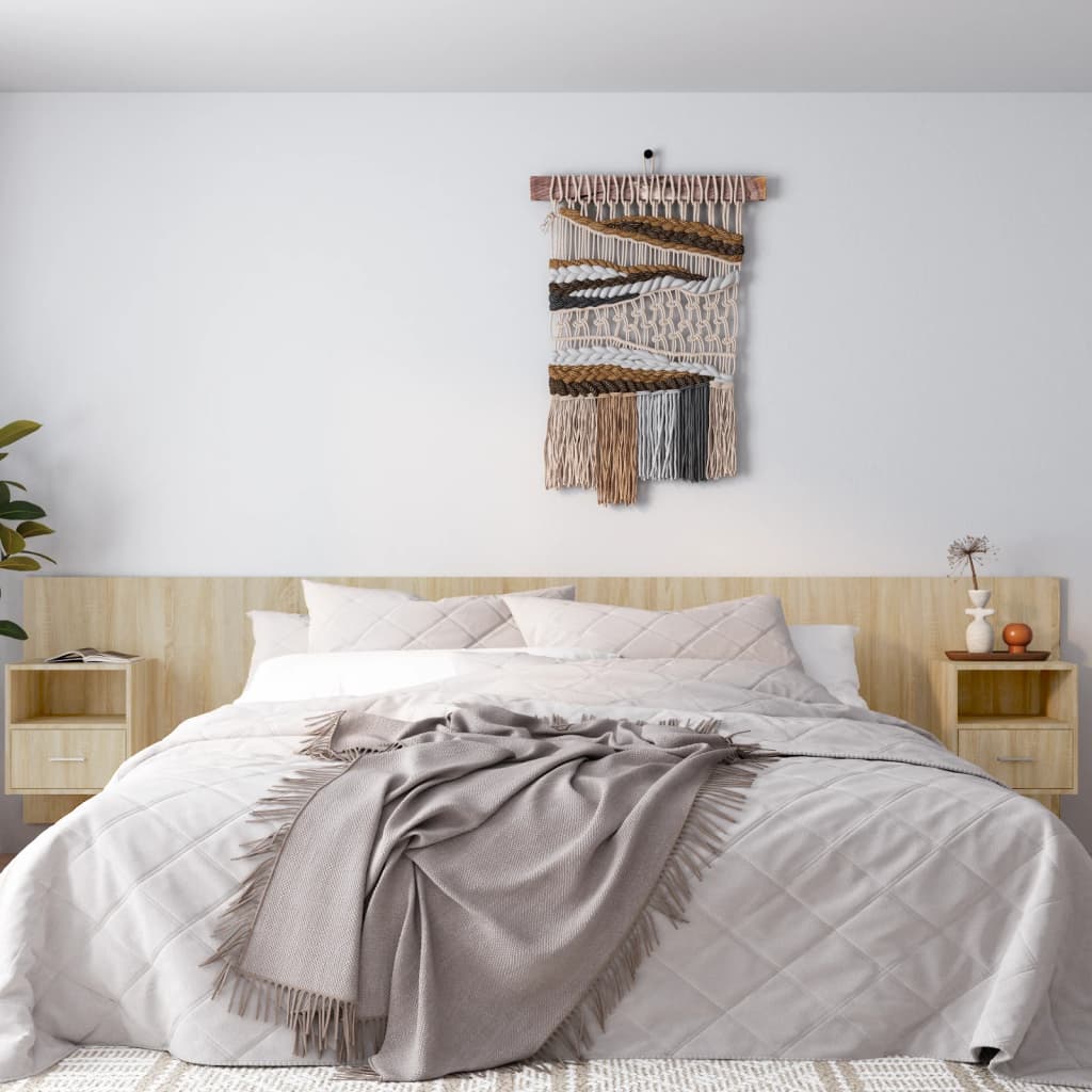 Bettkopfteil mit Nachttischen Sonoma-Eiche Holzwerkstoff kaufen