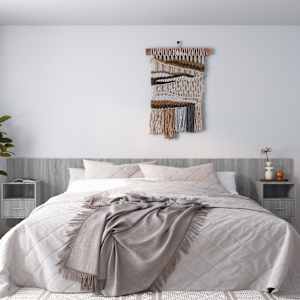 Posteljno vzglavje z omaricami siva sonoma konstruiran les