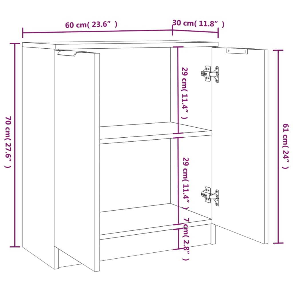 Sideboards 2 Stk. Sonoma Eiche 60x30x70 cm Holzwerkstoff | Stepinfit.de