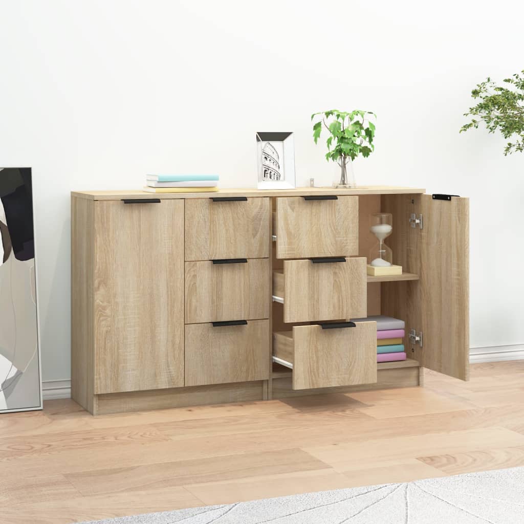 vidaXL Dressoirs 2 st 60x30x70 cm bewerkt hout sonoma eikenkleurig afbeelding