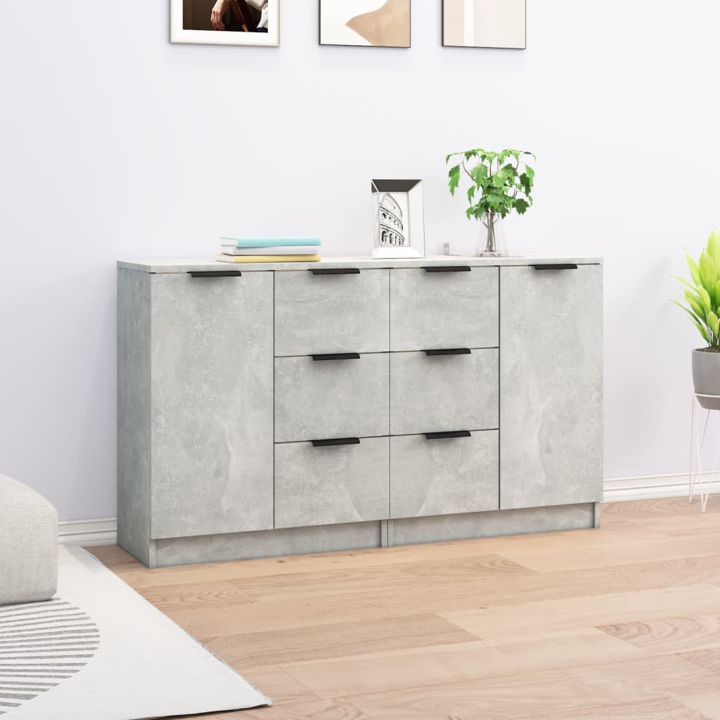 vidaXL Sideboards 2 Stk. Betongrau 60x30x70 cm Holzwerkstoff