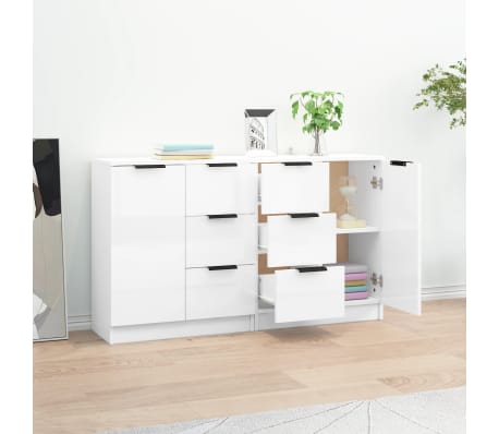 vidaXL Komody 2 ks lesklé biele 60x30x70 cm spracované drevo