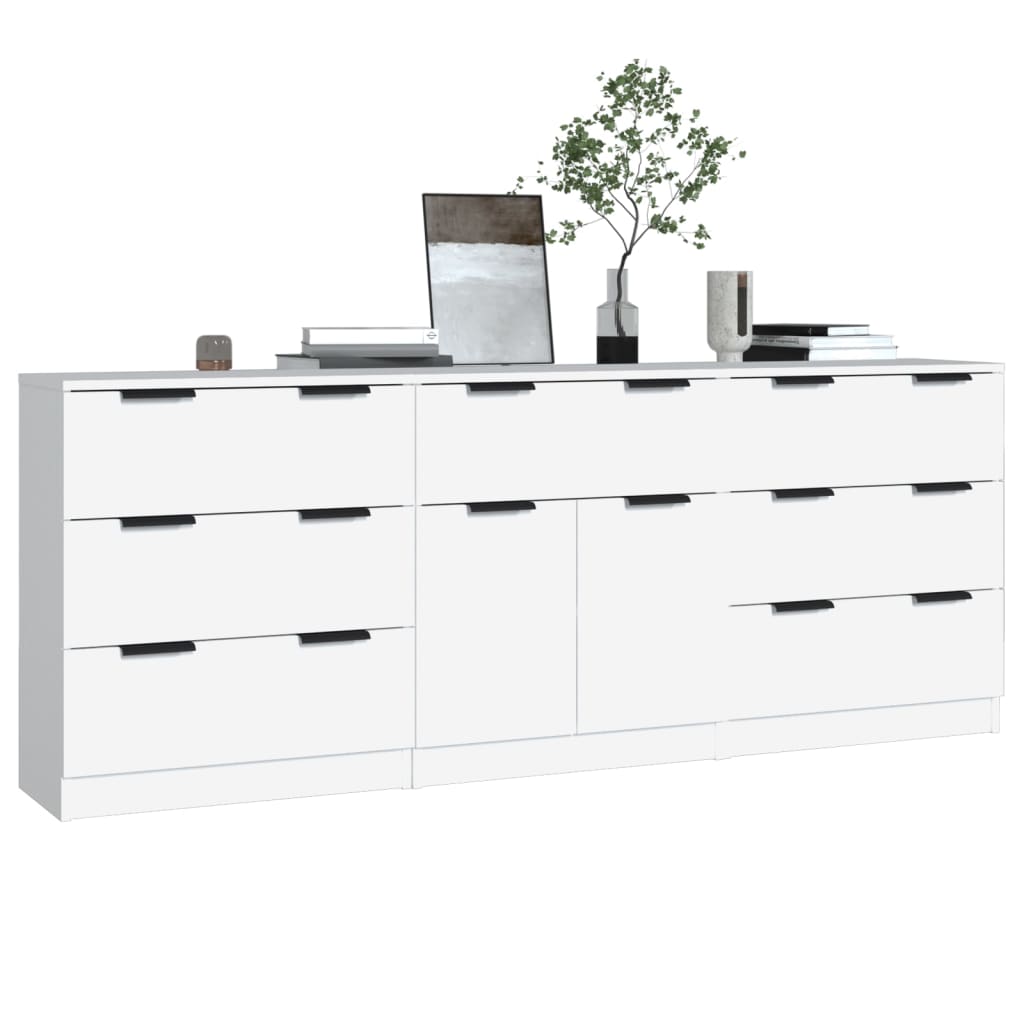 vidaXL 3-delige Dressoirs bewerkt hout wit afbeelding