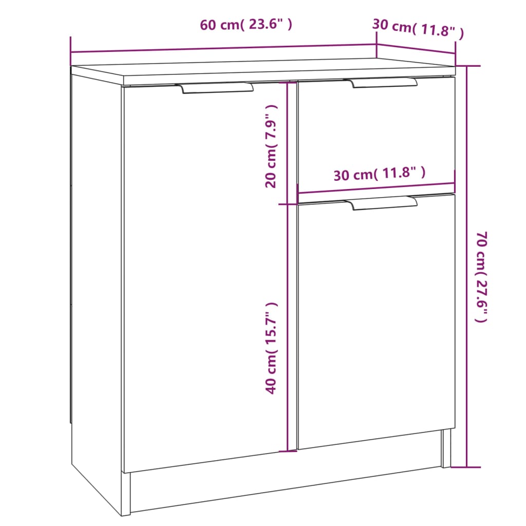 Komoda 2 kosa sonoma hrast 60x30x70 cm konstruiran les