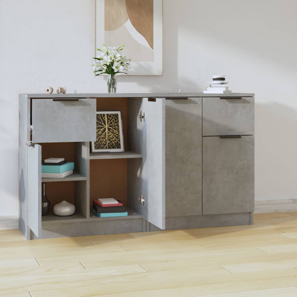 vidaXL Dressoirs 2 st 60x30x70 cm bewerkt hout betongrijs