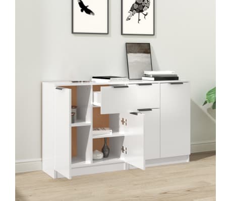 vidaXL 2 db magasfényű fehér szerelt fa tálalóasztal 60 x 30 x 70 cm