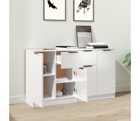 vidaXL Sideboards 2 pcs High Gloss White 60x30x70 cm Engineered Wood