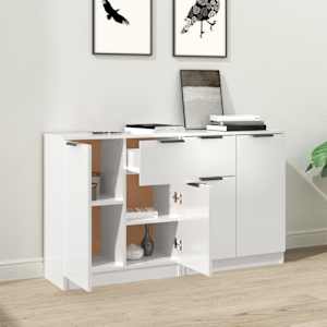 vidaXL &Scaron;oninės spintelės, 2vnt., baltos, 60x30x70cm, mediena, blizgios