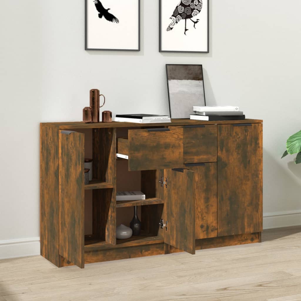 vidaXL Dressoirs 2 st 60x30x70 cm bewerkt hout gerookt eikenkleurig