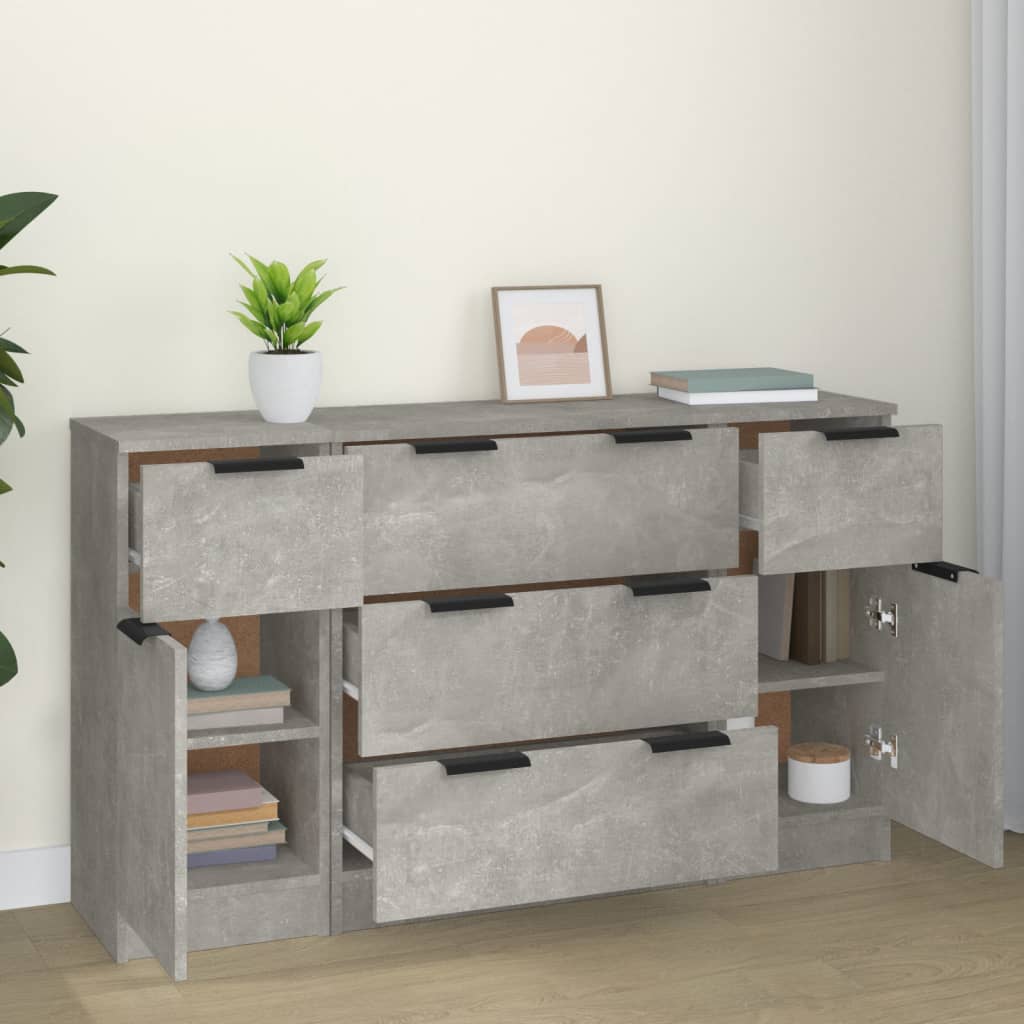 vidaXL 3-delige Dressoirset bewerkt hout betongrijs afbeelding