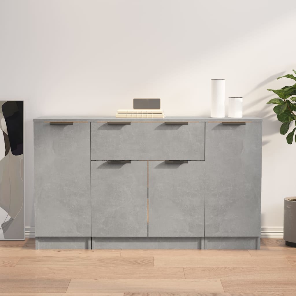 Sideboards 3 Stk. Betongrau Holzwerkstoff