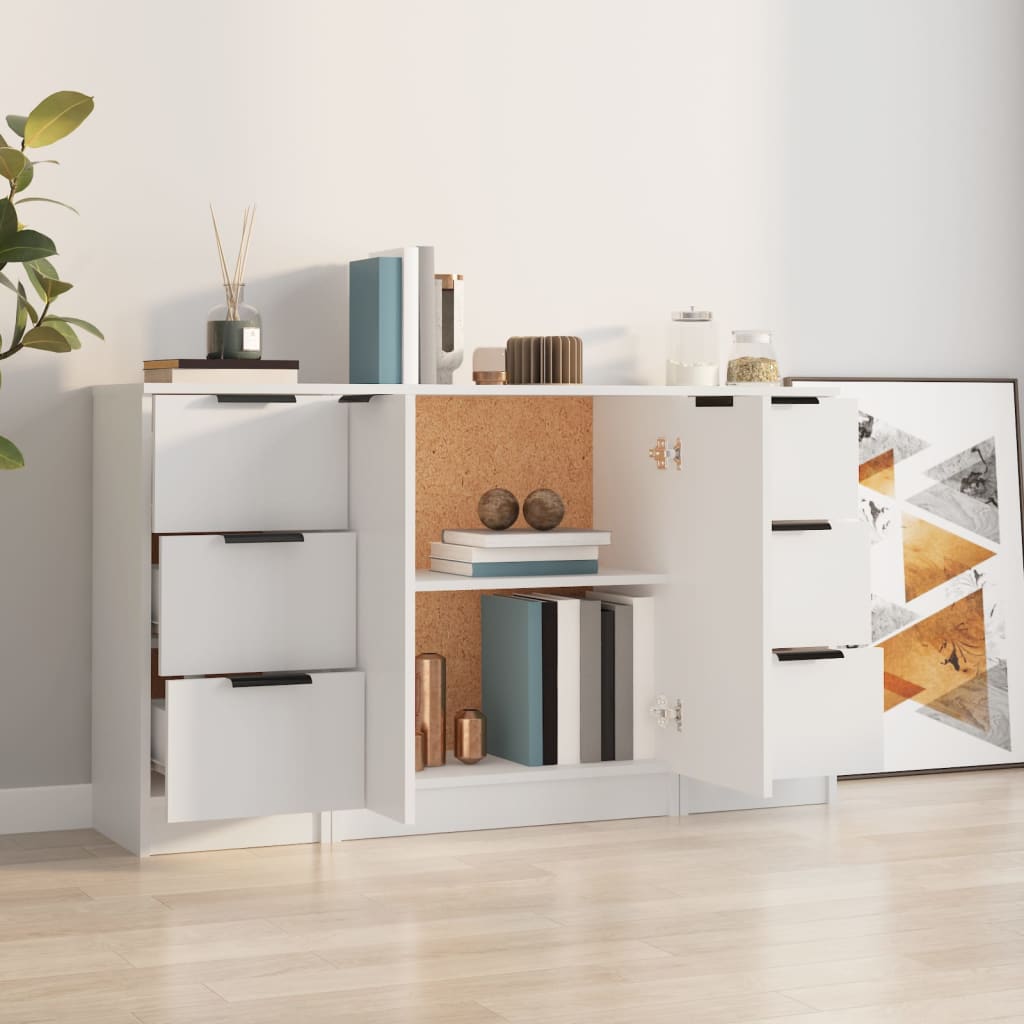 vidaXL Dressoirs 3 st bewerkt hout wit afbeelding