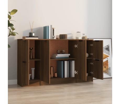 vidaXL Buffets 3 pcs Chêne marron Bois d'ingénierie