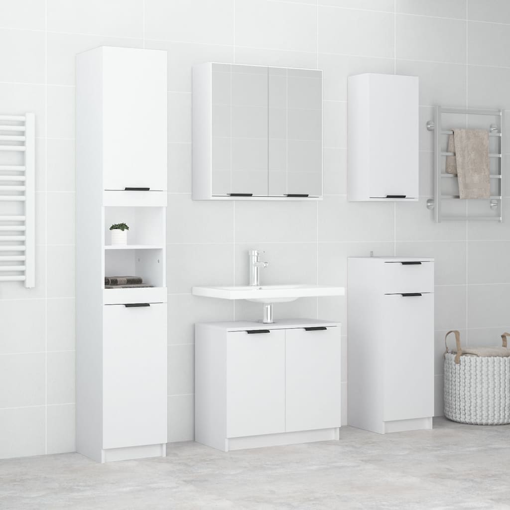 5dílná sada koupelnových skříněk bílá kompozitní dřevo