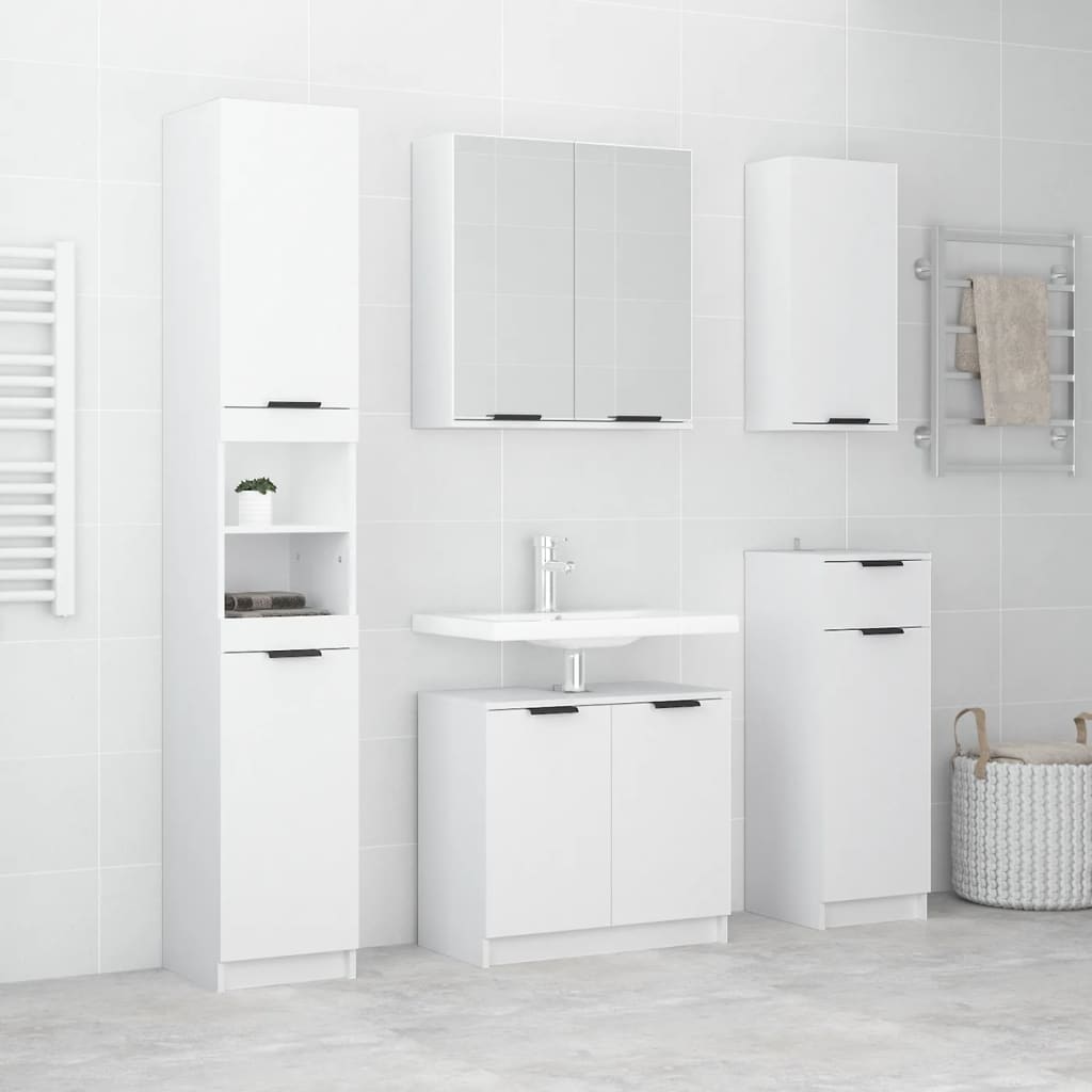 5dílná sada koupelnových skříněk lesklá bílá kompozitní dřevo