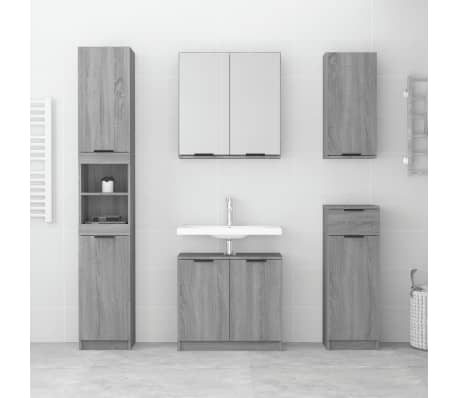 vidaXL Σετ Επίπλων Μπάνιου 5 Τεμαχίων Γκρι Sonoma Επεξεργασμένο Ξύλο
