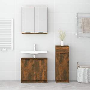 vidaXL Ensemble d'armoires de salle de bain 3 pcs ch&ecirc;ne fum&eacute;