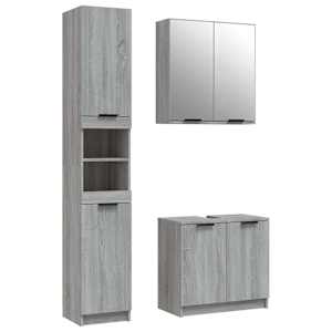 vidaXL 3-osaline vannitoakappide komplekt, hall Sonoma tamm, tehispuit
