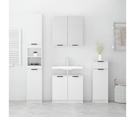 vidaXL Meubles de salle de bain 4 pcs Blanc Bois d'ingénierie