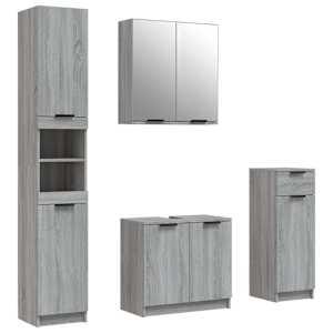 vidaXL 4-osaline vannitoakappide komplekt, hall Sonoma tamm, tehispuit